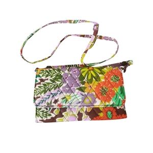 Vera Bradley Evening Garden Quilted Floral Crossbody Wallet Purse